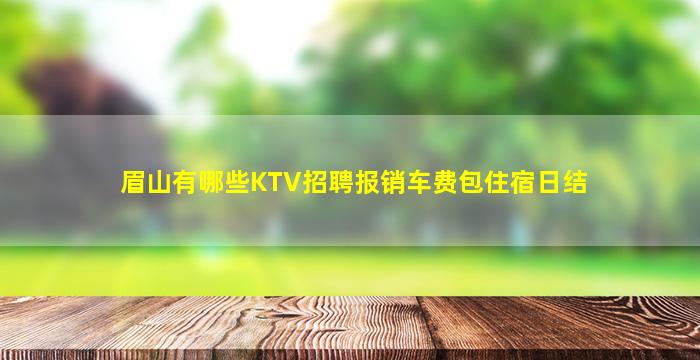 眉山有哪些KTV招聘报销车费包住宿日结